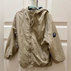 Zara Tan Raincoat with Stand-up Collar and Adjustable Waist